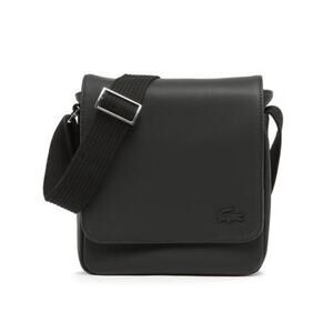Unisex Lacoste Slimline Black Flap Close Crossbody Satchel Messenger Bag NWT
